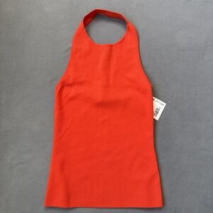 NWT COS Halter Neck Tank Top Womens Small Orange Knitted Slim Backless Stretch